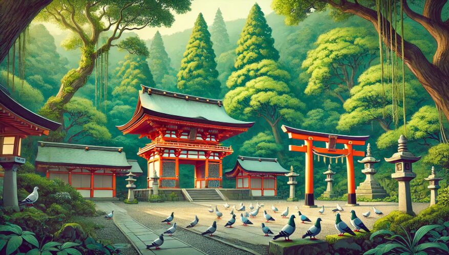 神社ハト