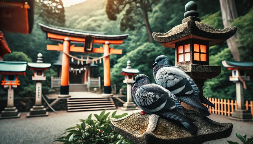 神社ハト